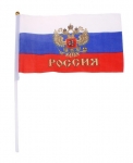 Флаг с золотым гербом со штоком 14*21 см