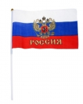 Флаг с золотым гербом со штоком 20*28 см